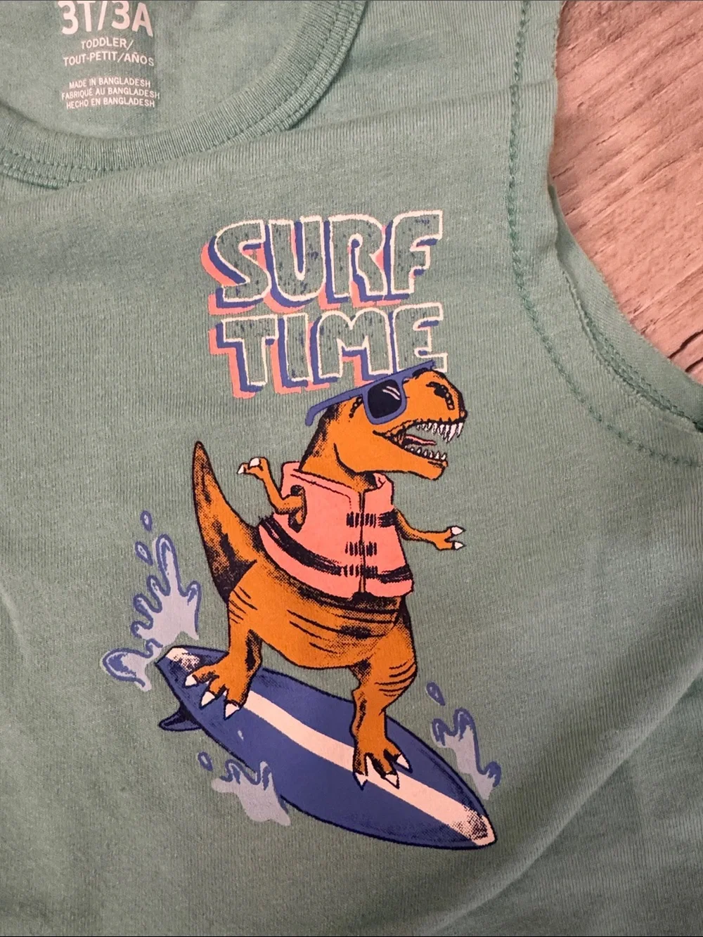 OshKosh B'gosh Sage Green Surf Time Dino Tank Top